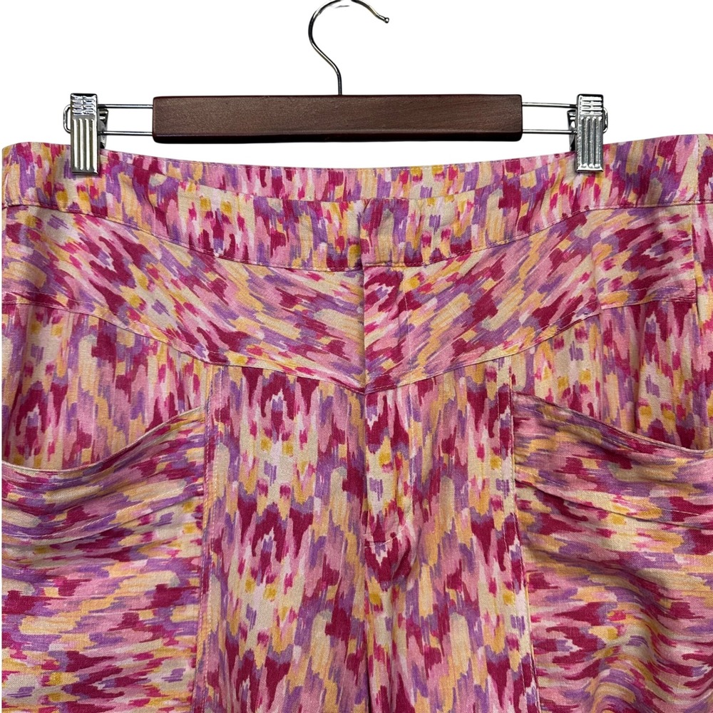 Hoss Intropia Pink Purple Abstract Ikat Print Cropped Pants Womens 12 XL - Picture 5 of 7